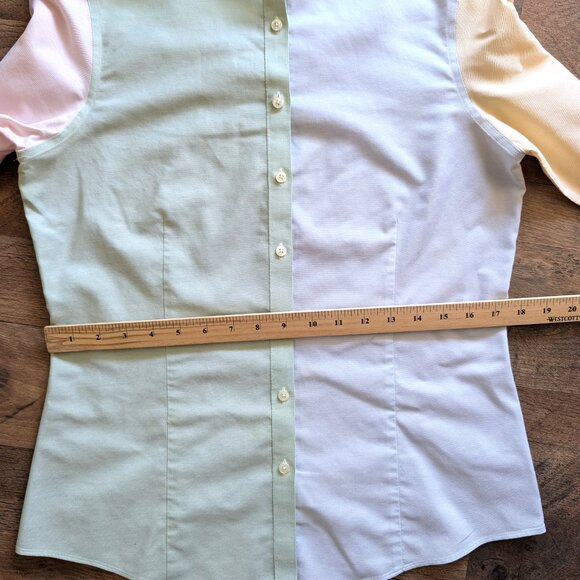 Brooks Brothers Size 10 Womens Button Shirt  Colorblock Pastels - Picture 12 of 12